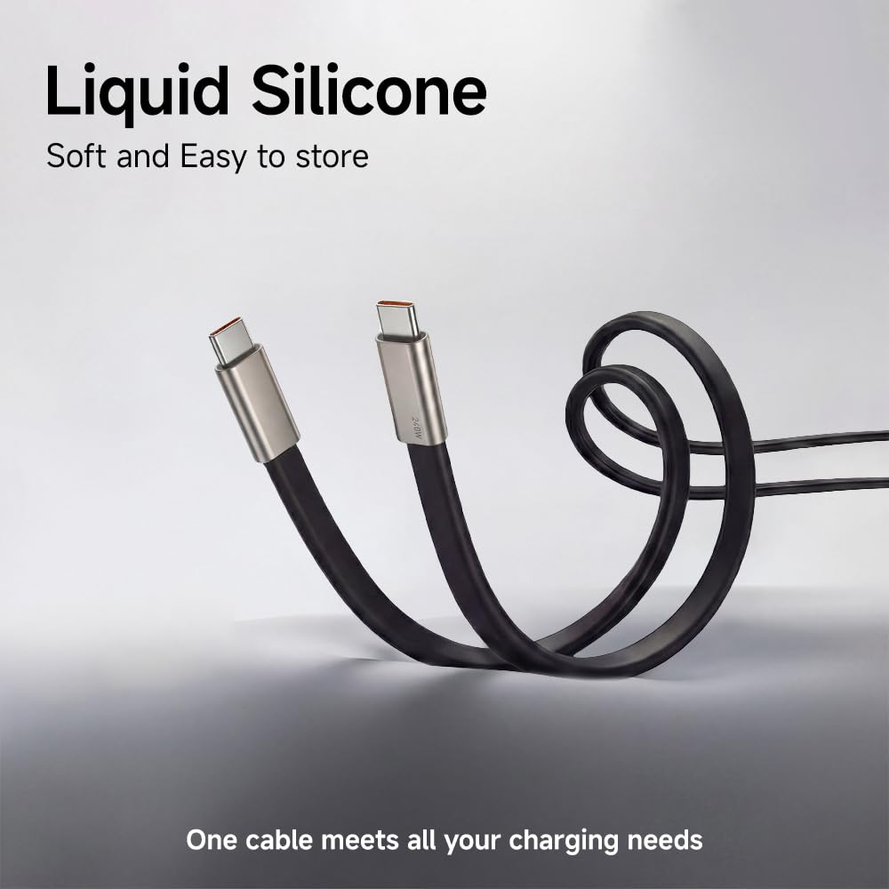 UNIDOCK 240W Fast Charging USB-C Cable with Stand, 90° Angle Braided Type-C Cable, Ultra Durable, Universal Compatible