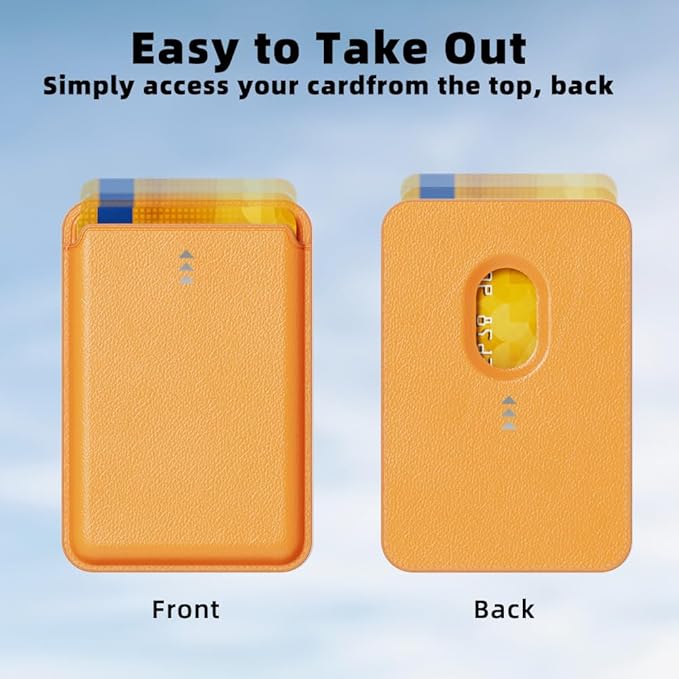 UNIDOCK Orange Leather Magnetic Phone Wallet - Mag Wallet RFID