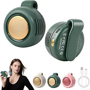 UNIDOCK Portable Clip-On Mini Fan for Men and Women – 360° Adjustable, Ultra-Quiet Bladeless Cooling, USB Rechargeable, 3-Speed Personal Wearable Fan (Up to 6 Hours Runtime on a Single Charge))