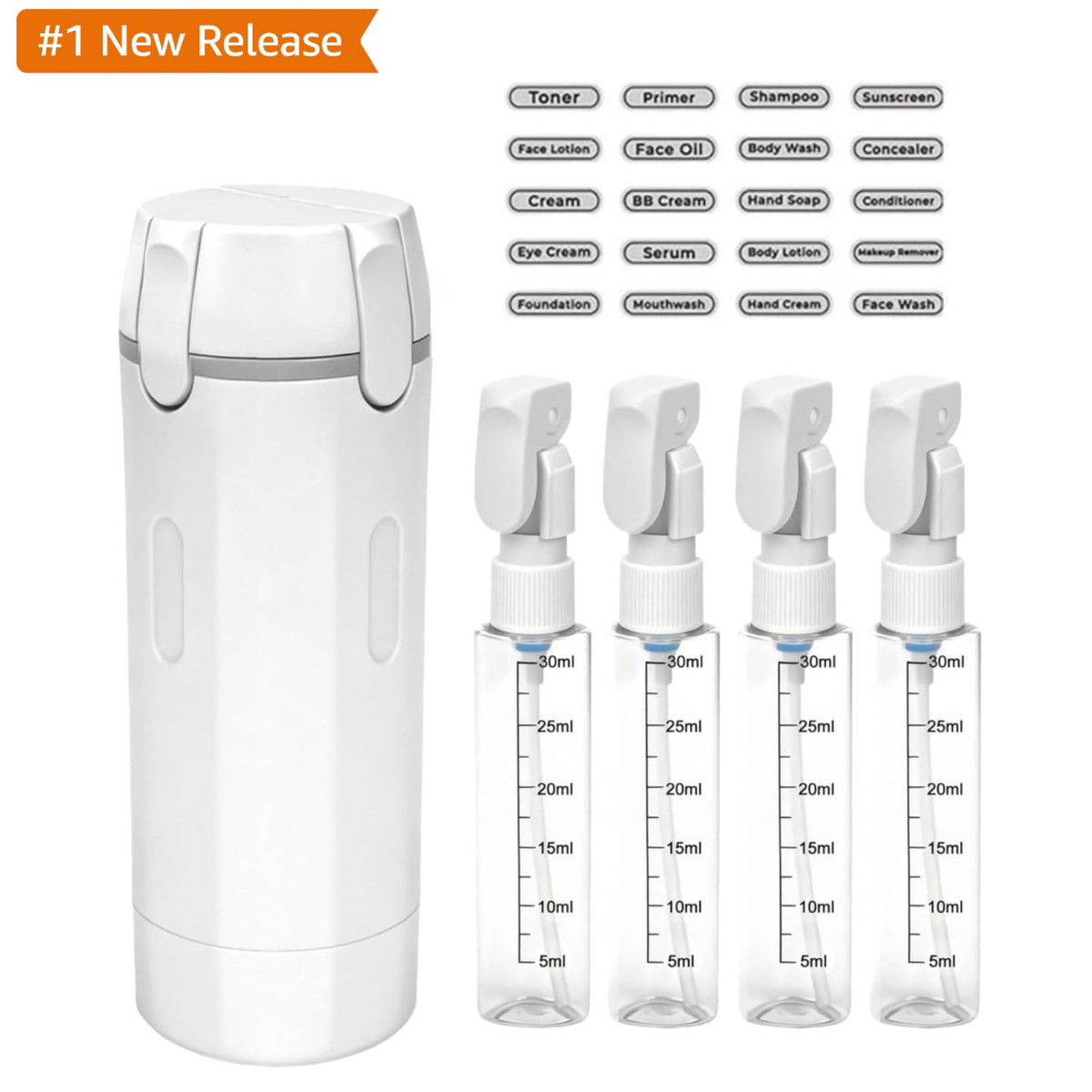 UNIDOCK 4-in-1 Travel Bottle Dispenser (30ML x4) – Leak-Proof, TSA Approved, Compact Toiletry Organizer for Shampoo, Lotion & More