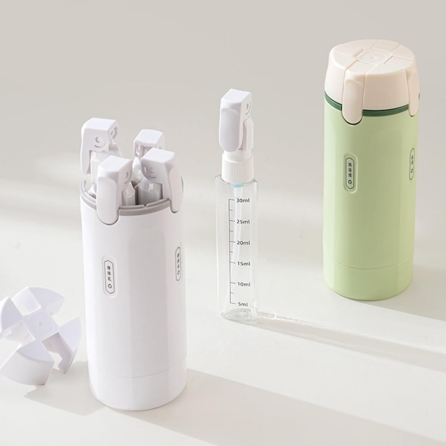 UNIDOCK 4-in-1 Travel Bottle Dispenser (30ML x4) – Leak-Proof, TSA Approved, Compact Toiletry Organizer for Shampoo, Lotion & More
