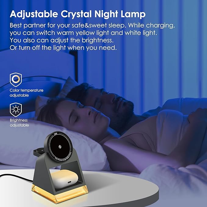 UNIDOCK PowerNest 3 in 1 Wireless Charger Stand with Night Lamp for Magsafe