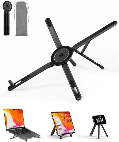 Unidock FlexLift Foldable Aluminum Laptop Stand, 8-Level Adjustable Ergonomic Riser for Desk, Magnetic Multi-Device Stand for Laptop, Tablet & Phone