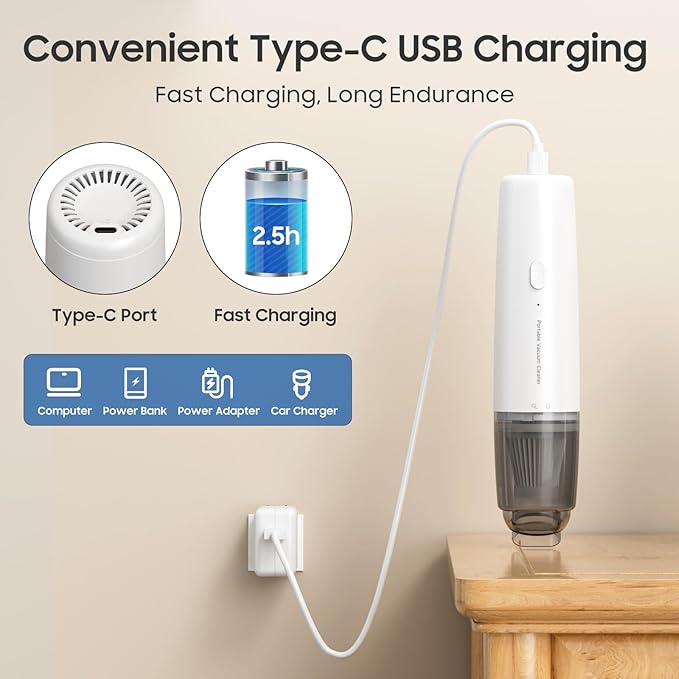UNIDOCK Handheld Vacuum Cordless, Car Vacuum Cleaner Portable with HEPA Filter (White)