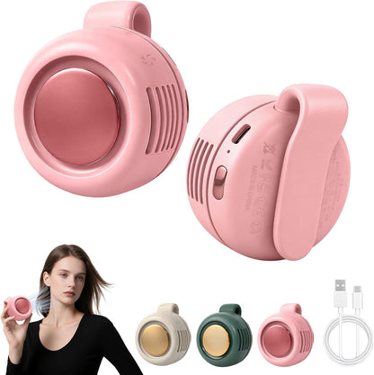 UNIDOCK Portable Clip-On Mini Fan for Men and Women – 360° Adjustable, Ultra-Quiet Bladeless Cooling, USB Rechargeable, 3-Speed Personal Wearable Fan (Up to 6 Hours Runtime on a Single Charge))