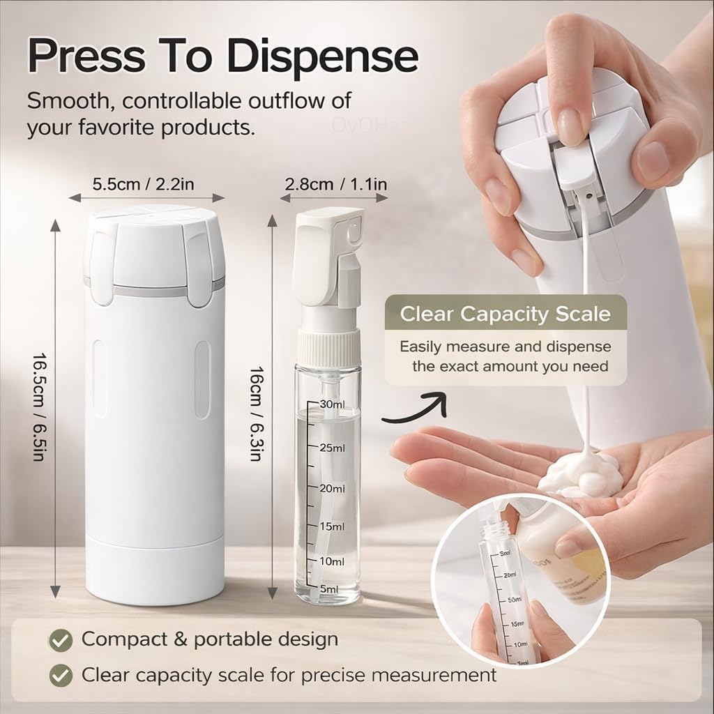 UNIDOCK 4-in-1 Travel Bottle Dispenser (30ML x4) – Leak-Proof, TSA Approved, Compact Toiletry Organizer for Shampoo, Lotion & More