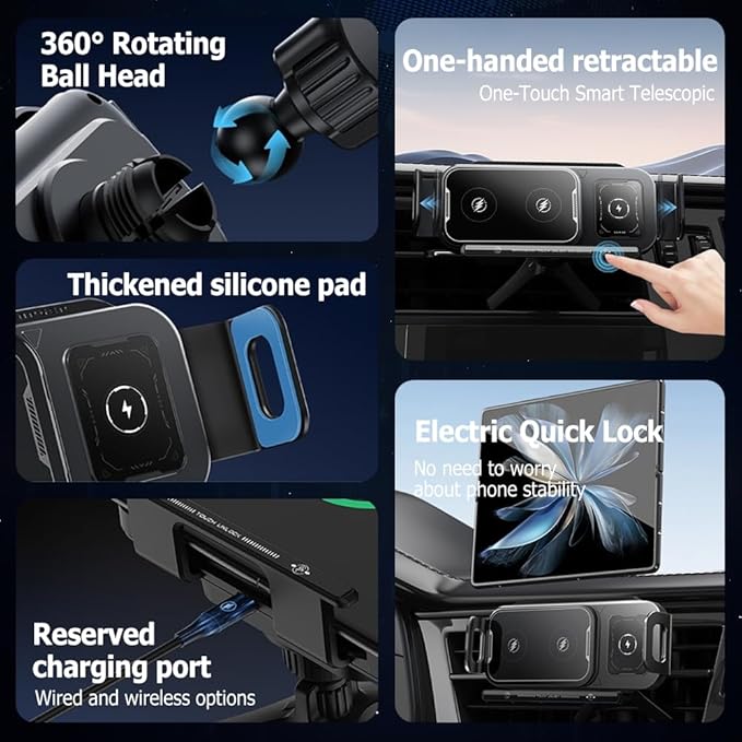 UNIDOCK SpinCharge Auto-Rotating Wireless Car Charger Mount