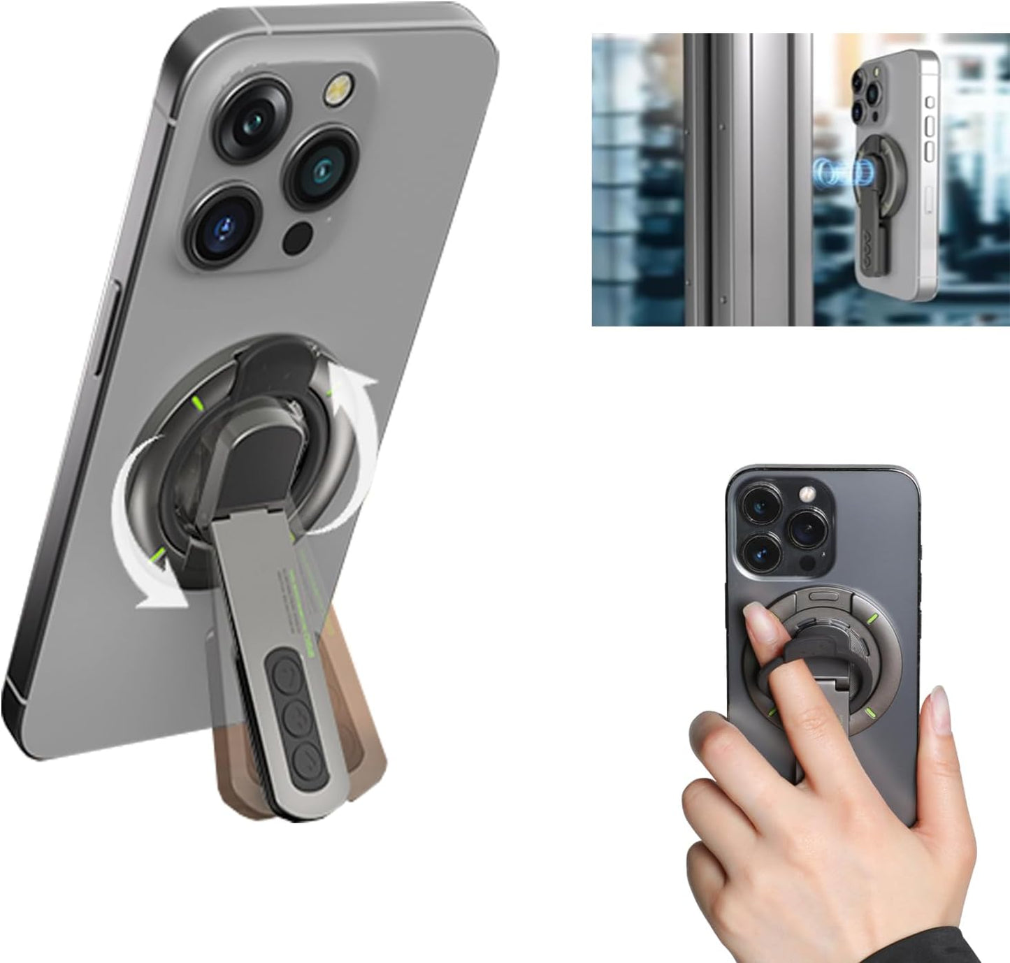 Unidock DualGrip 4-in-1 Magnetic Ring Holder – Strong Grip, 360° Stand, Click Buttons & Works with All Android & iOS Devices (Magnetic Ring Included)