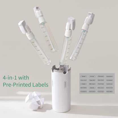 UNIDOCK 4-in-1 Travel Bottle Dispenser (30ML x4) – Leak-Proof, TSA Approved, Compact Toiletry Organizer for Shampoo, Lotion & More