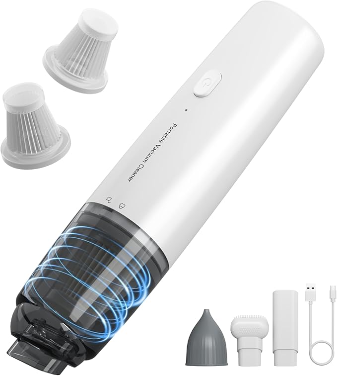 UNIDOCK Handheld Vacuum Cordless, Car Vacuum Cleaner Portable with HEPA Filter (White)