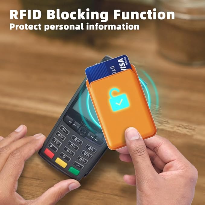 UNIDOCK Orange Leather Magnetic Phone Wallet - Mag Wallet RFID