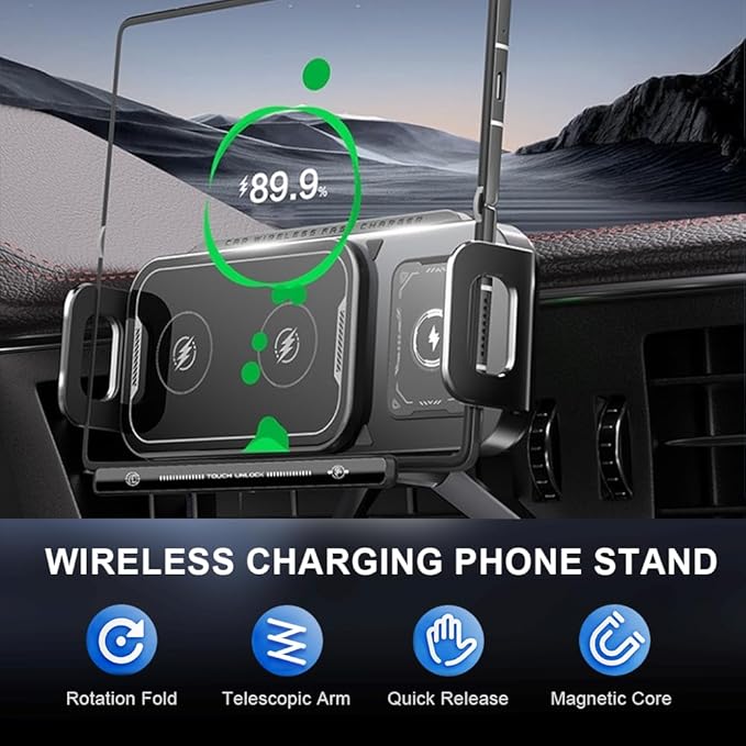 UNIDOCK SpinCharge Auto-Rotating Wireless Car Charger Mount