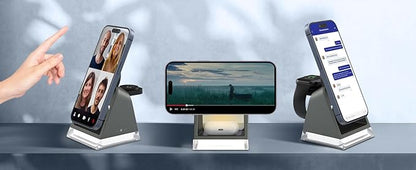UNIDOCK PowerNest 3 in 1 Wireless Charger Stand with Night Lamp for Magsafe