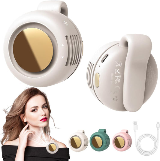 UNIDOCK Portable Clip-On Mini Fan for Men and Women – 360° Adjustable, Ultra-Quiet Bladeless Cooling, USB Rechargeable, 3-Speed Personal Wearable Fan (Up to 6 Hours Runtime on a Single Charge))