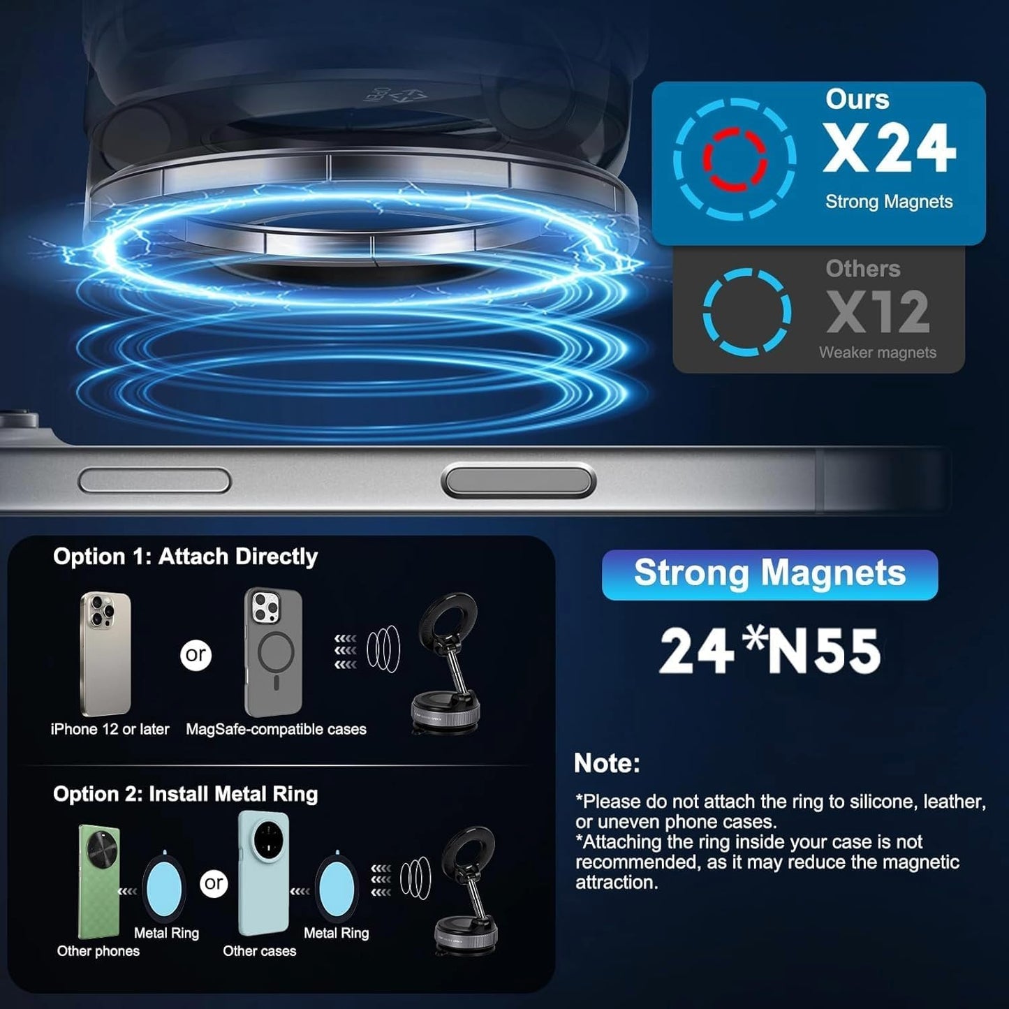 UNIDOCK Maglock Pro Vacuum Magnetic Car Phone Holder 360° (For All Devices)