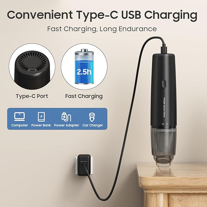 UNIDOCK Handheld Vacuum Cordless, Car Vacuum Cleaner Portable with HEPA Filter (Black)