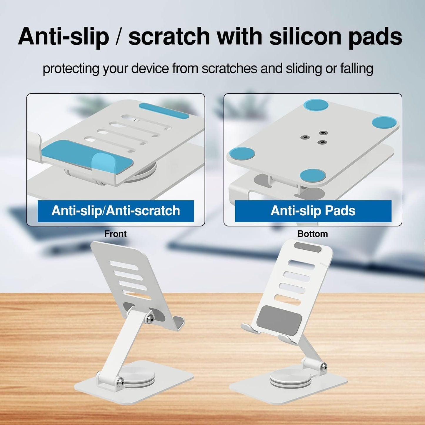 Unidock 360° Rotating Foldable Phone & Tablet Stand – Adjustable Metal Desk Holder for Mobile, iPhone & iPad