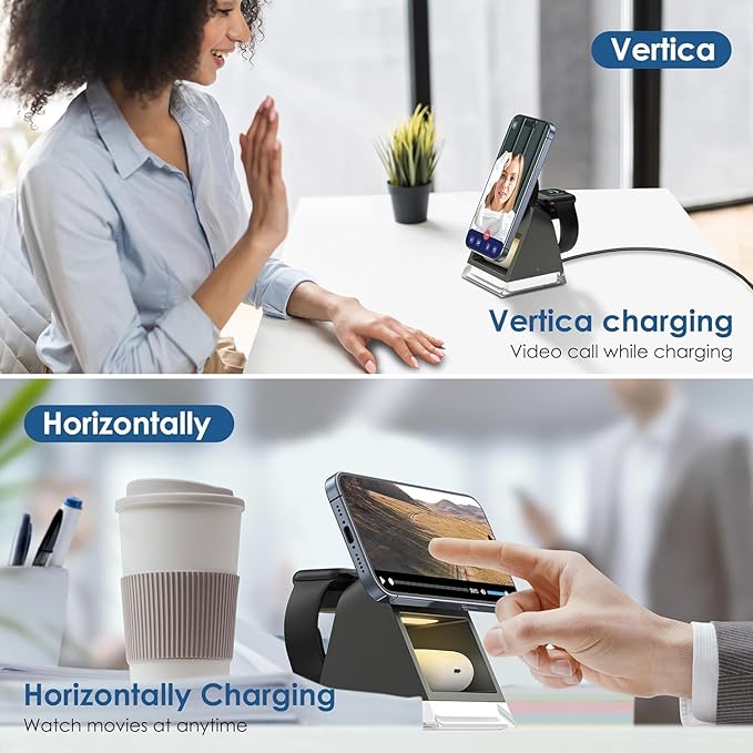 UNIDOCK PowerNest 3 in 1 Wireless Charger Stand with Night Lamp for Magsafe