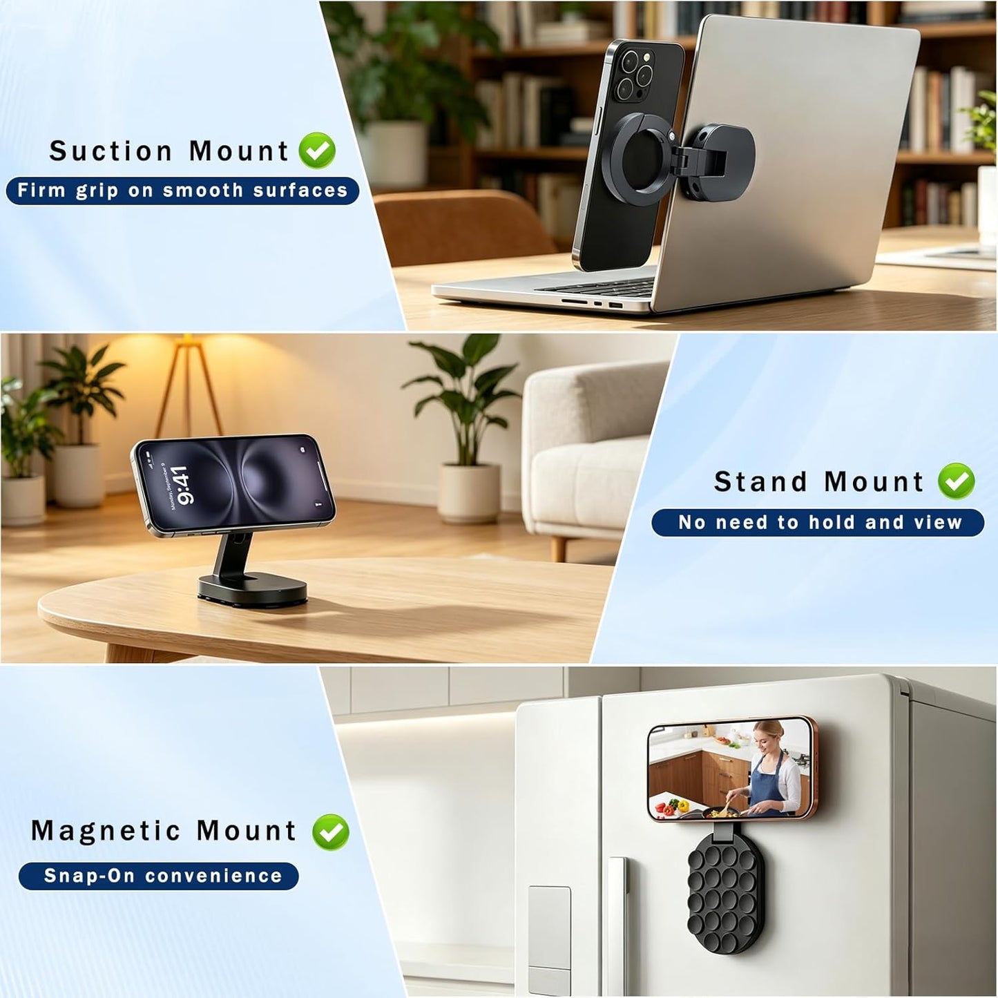 Unidock Ulanzi (Original) MagSafe Suction Phone Mount – 360° Rotating Magnetic Stand & Car Mount for iPhone & Android