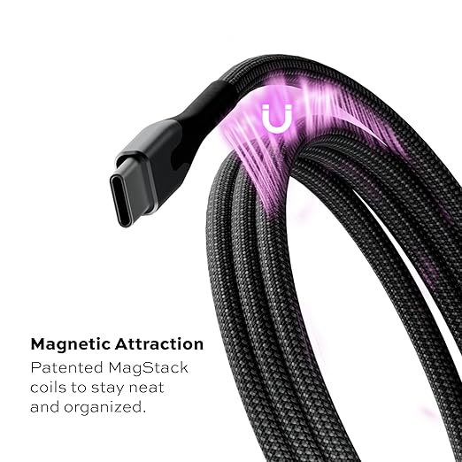 UNIDOCK MagStack Pro – 100W Magnetic Fast Charging Cable (3FT) (Black)