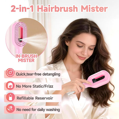 UNIDOCK 2-in-1 Curl Refresh Mist Spray Brush | Detangle, Hydrate & Define Curls Instantly