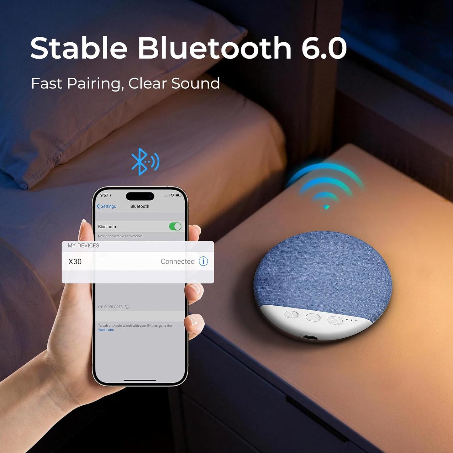 Unidock Private Sleep Pillow Speaker with Bone Conduction Audio, Bluetooth, 20H Battery, Slim & Comfortable