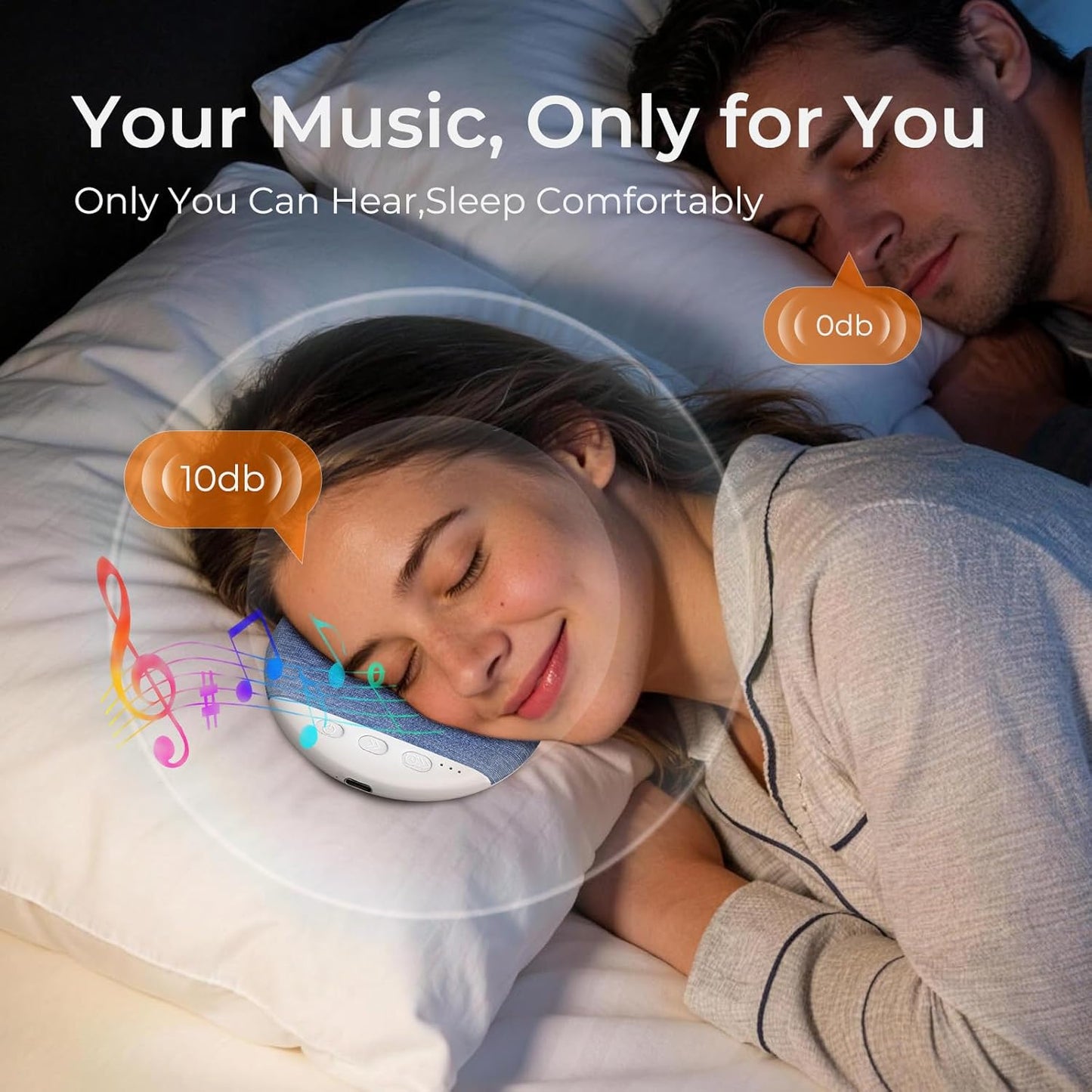 Unidock Private Sleep Pillow Speaker with Bone Conduction Audio, Bluetooth, 20H Battery, Slim & Comfortable