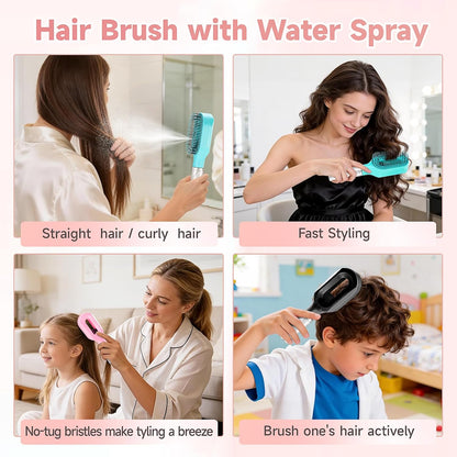 UNIDOCK 2-in-1 Curl Refresh Mist Spray Brush | Detangle, Hydrate & Define Curls Instantly