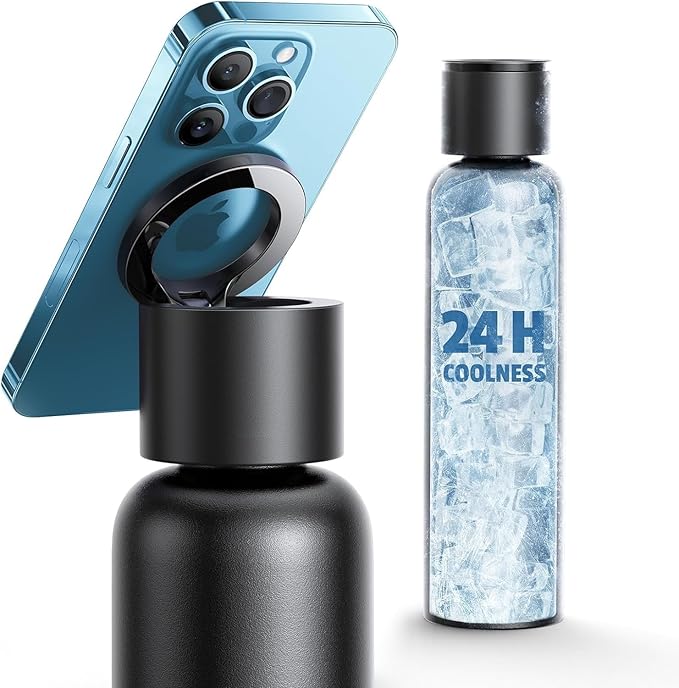 UNIDOCK Insulated MagSafe Compatible Stainless Steel Water Bottle With Tripod Phone Mount