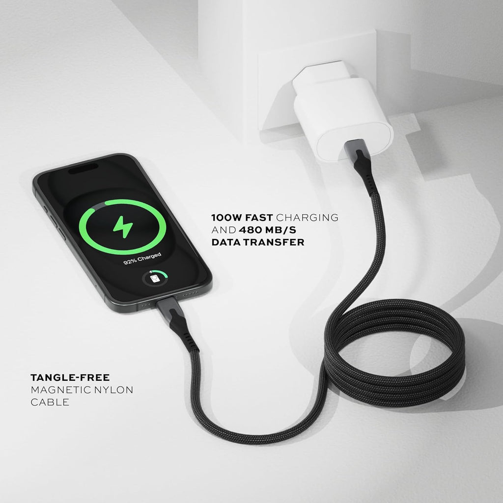 UNIDOCK MagStack Pro – 100W Magnetic Fast Charging Cable (3FT) (Black)