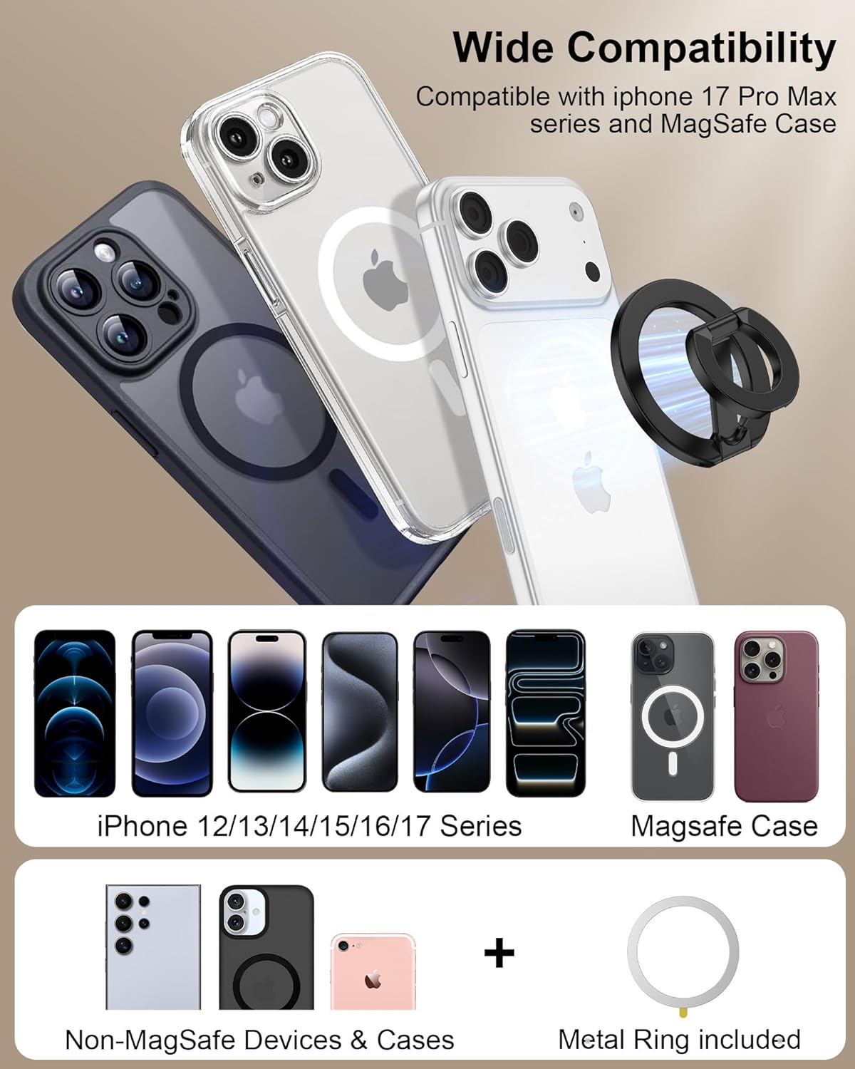 UNIDOCK MagSafe Magnetic Ring Holder – 360° Rotatable Phone Grip & Dual-Sided Strong Magnet Stand