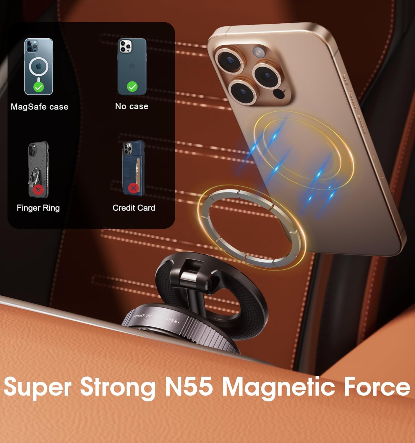 UNIDOCK Upgraded Vacuum Magnetic Car Phone Holder 360°