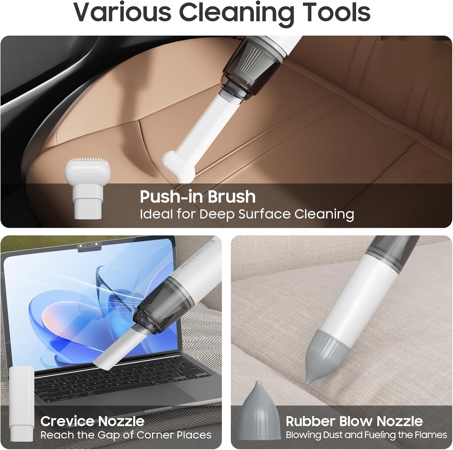 UNIDOCK Handheld Vacuum Cordless, Car Vacuum Cleaner Portable with HEPA Filter (White)