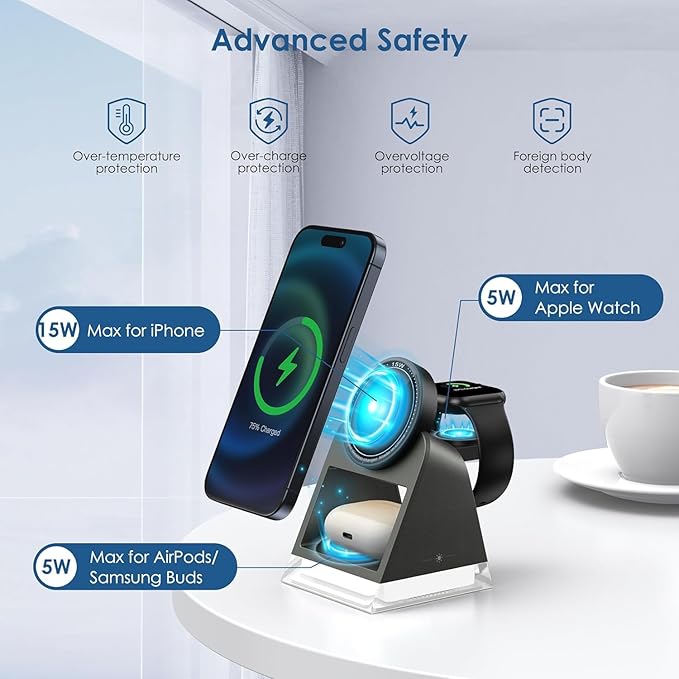 UNIDOCK PowerNest 3 in 1 Wireless Charger Stand with Night Lamp for Magsafe