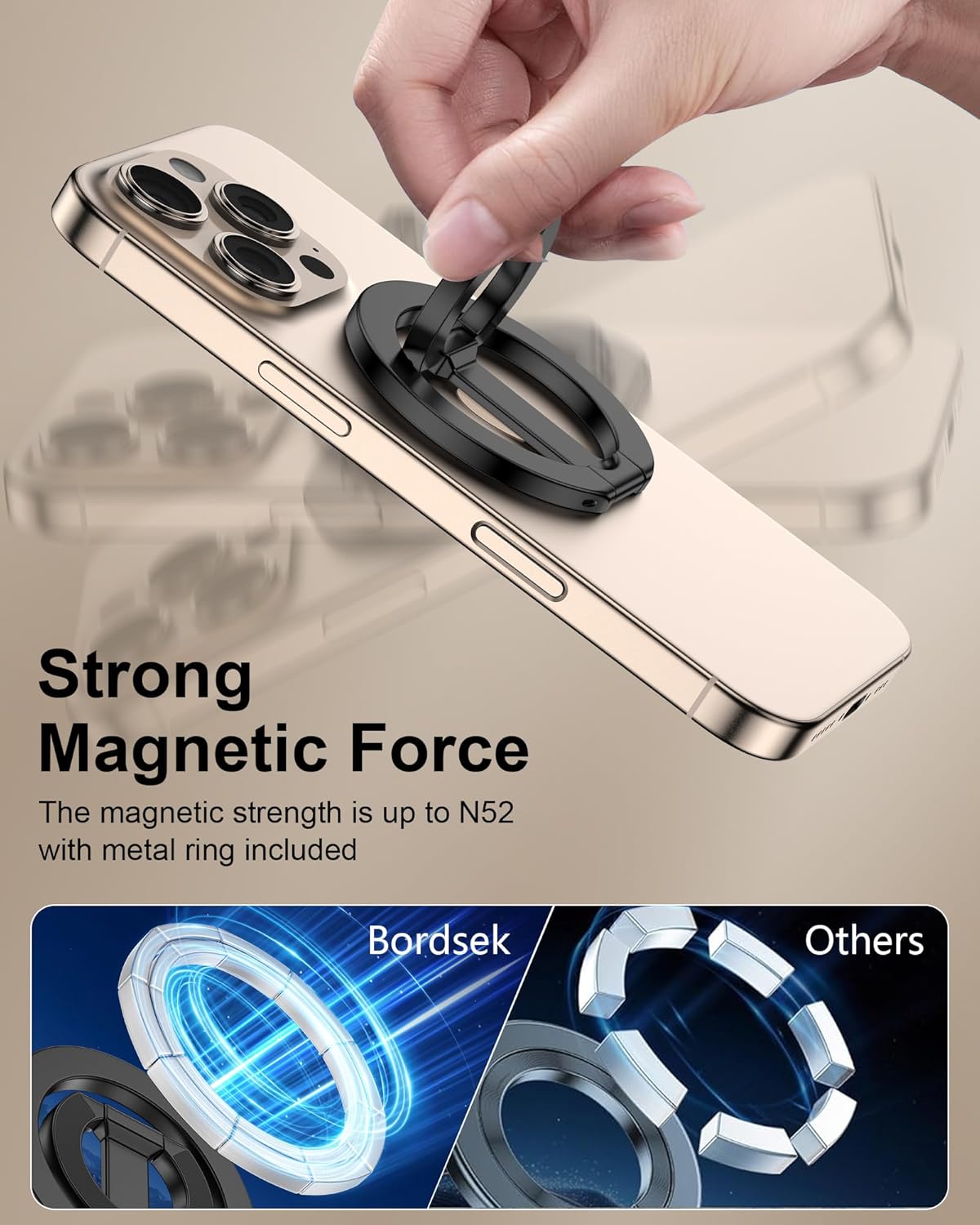 UNIDOCK MagSafe Magnetic Ring Holder – 360° Rotatable Phone Grip & Dual-Sided Strong Magnet Stand
