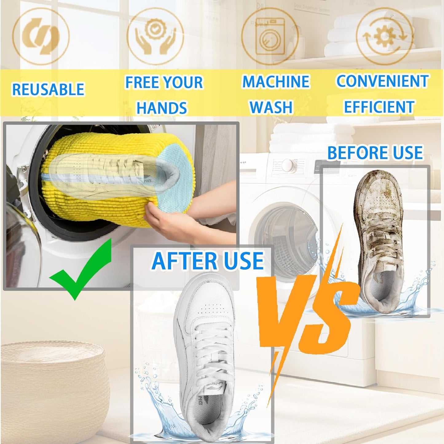 Unidock Lazy People Shoe Washing Bag - 360° Shoe Washing Machine Bag – Deep Clean Mesh Sneaker Cleaner with Invisible Zipper & Protective Cushioning