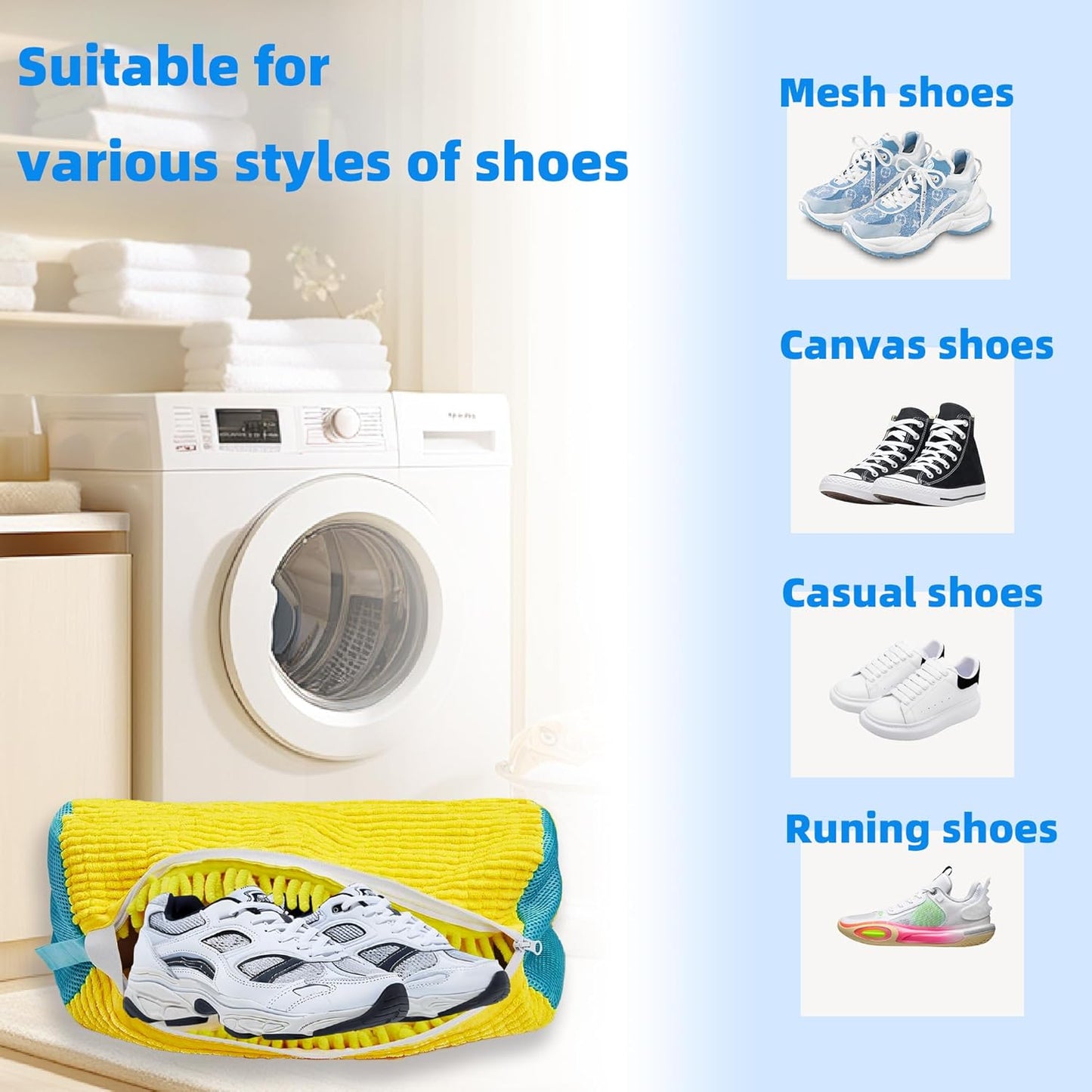 Unidock Lazy People Shoe Washing Bag - 360° Shoe Washing Machine Bag – Deep Clean Mesh Sneaker Cleaner with Invisible Zipper & Protective Cushioning