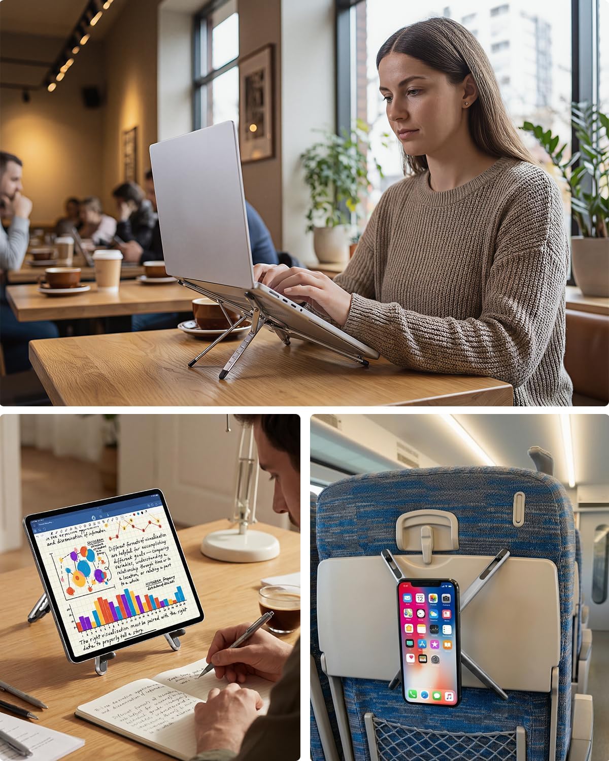Unidock FlexLift Foldable Aluminum Laptop Stand, 8-Level Adjustable Ergonomic Riser for Desk, Magnetic Multi-Device Stand for Laptop, Tablet & Phone