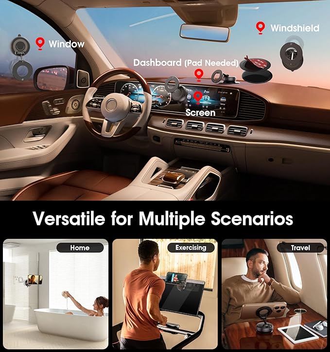 UNIDOCK Upgraded Vacuum Magnetic Car Phone Holder 360°