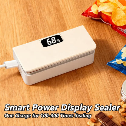 Mini Bag Sealer USB-C Rechargeable – 6 Heat Levels, LED Display, Built-in Cutter & Magnet | One-Touch Chip & Food Bag Heat Sealer for Freshness