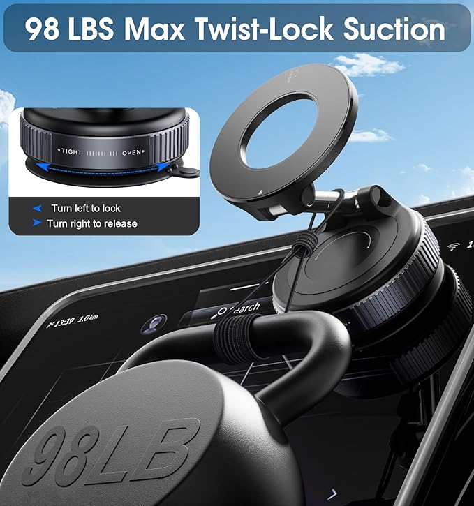 UNIDOCK Upgraded Vacuum Magnetic Car Phone Holder 360°