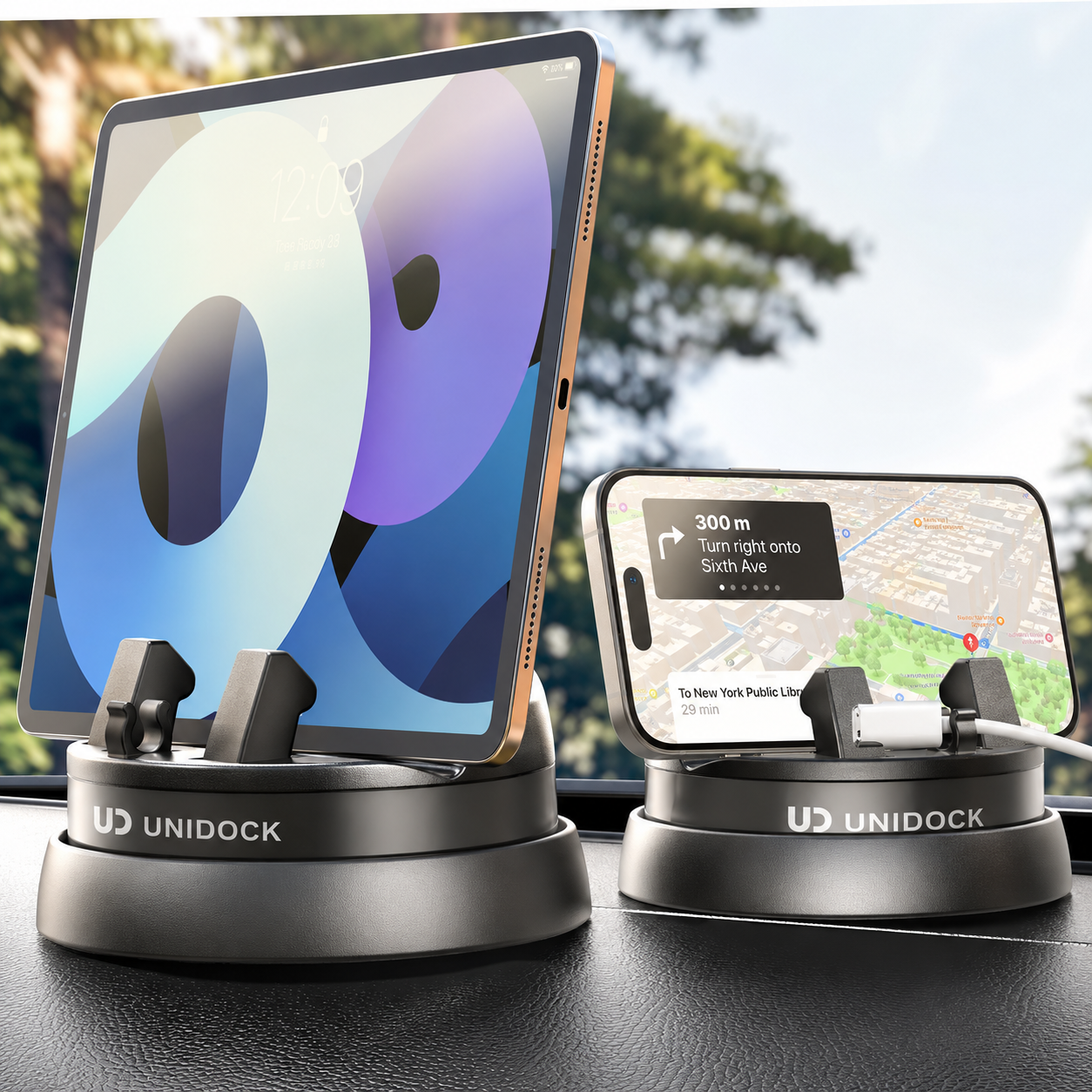 Unidock 360° Upgraded (2026 Version) Rotatable Dashboard Cell Phone Holder, Non-Slip Navigation Car Phone Mount, Fit for iPhone and all Smartphones