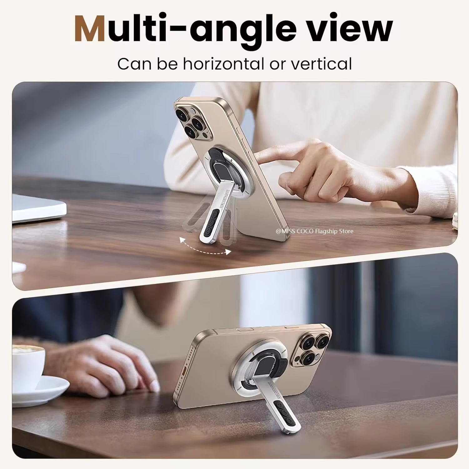 Unidock DualGrip 4-in-1 Magnetic Ring Holder – Strong Grip, 360° Stand, Click Buttons & Works with All Android & iOS Devices (Magnetic Ring Included)