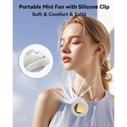 UNIDOCK Portable Clip-On Mini Fan for Men and Women – 360° Adjustable, Ultra-Quiet Bladeless Cooling, USB Rechargeable, 3-Speed Personal Wearable Fan (Up to 6 Hours Runtime on a Single Charge))