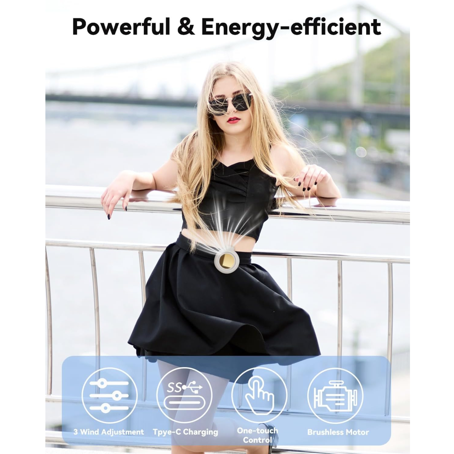 UNIDOCK Portable Clip-On Mini Fan for Men and Women – 360° Adjustable, Ultra-Quiet Bladeless Cooling, USB Rechargeable, 3-Speed Personal Wearable Fan (Up to 6 Hours Runtime on a Single Charge))