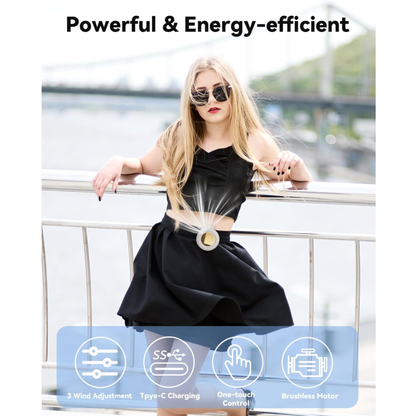 UNIDOCK Portable Clip-On Mini Fan for Men and Women – 360° Adjustable, Ultra-Quiet Bladeless Cooling, USB Rechargeable, 3-Speed Personal Wearable Fan (Up to 6 Hours Runtime on a Single Charge))