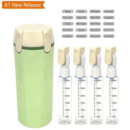UNIDOCK 4-in-1 Travel Bottle Dispenser (30ML x4) – Leak-Proof, TSA Approved, Compact Toiletry Organizer for Shampoo, Lotion & More
