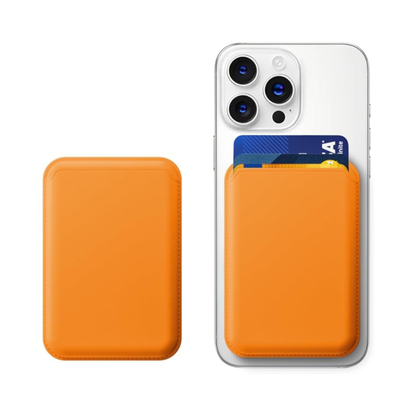 UNIDOCK Orange Leather Magnetic Phone Wallet - Mag Wallet RFID