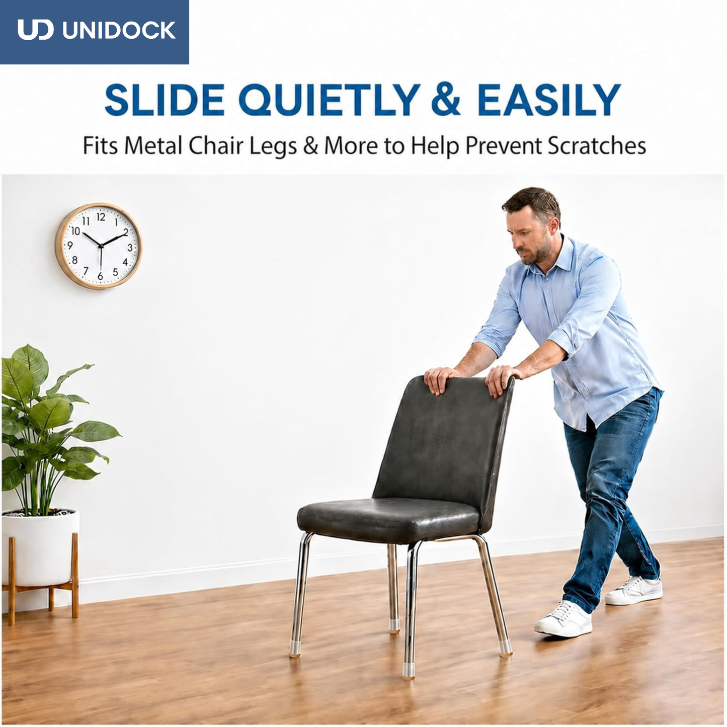 UNIDOCK 24-Piece Silicone Chair Leg Protectors with Felt Pads – Floor Protection Caps for Hardwood Floors and Furniture Sliders